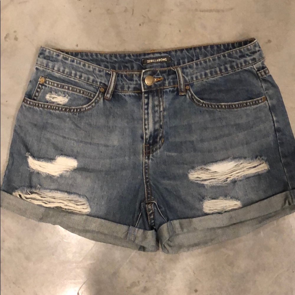 Light Wash Jean Shorts, distressed